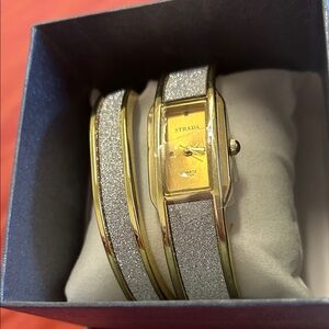 Strada Dual-Tone Glitter Watch Set Brand New